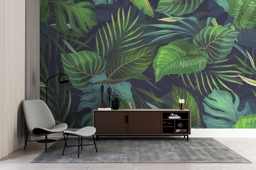 Folhas tropicais em azul-escuro — interior 5