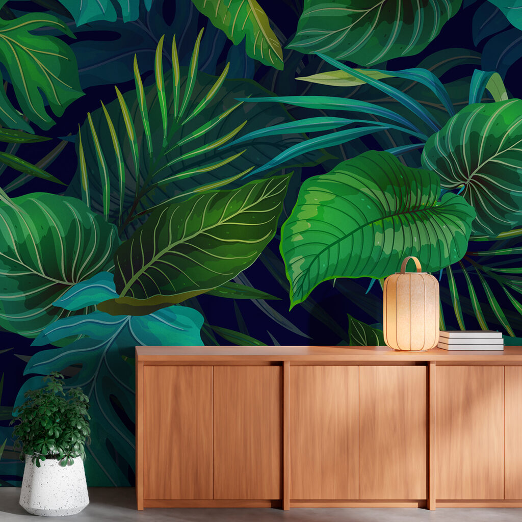 Folhas tropicais em azul-escuro — interior 6