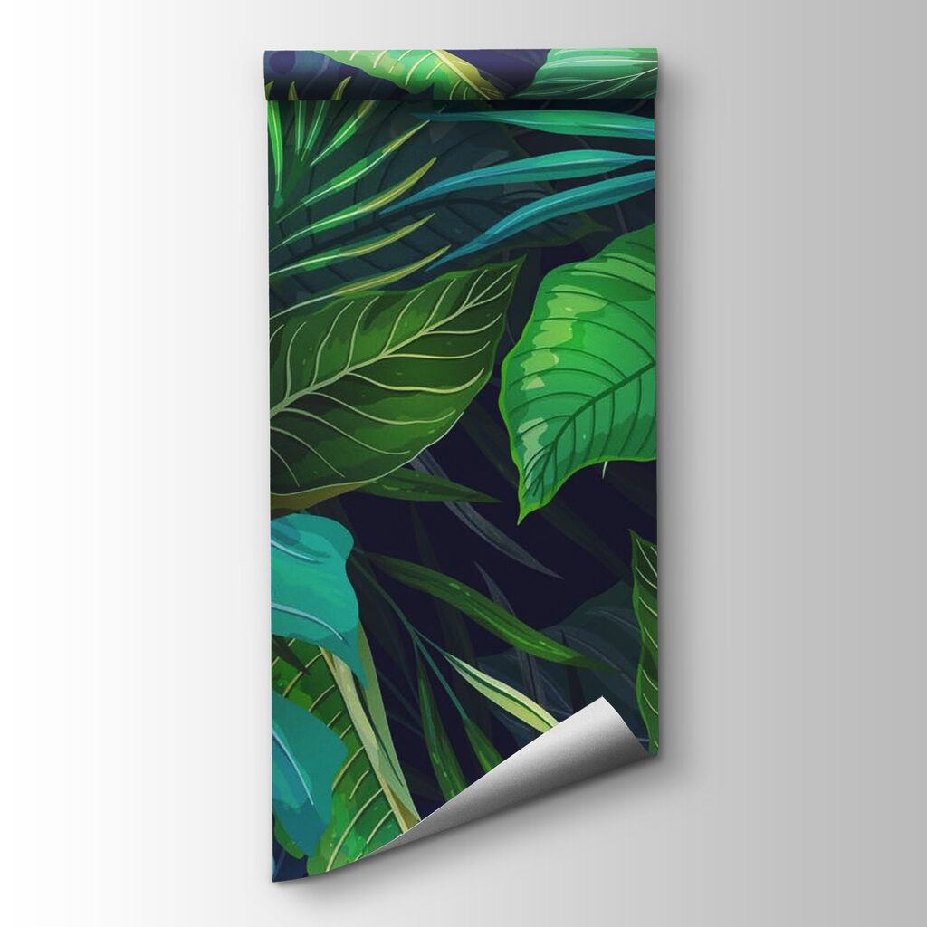 Folhas tropicais em azul-escuro — vista do produto