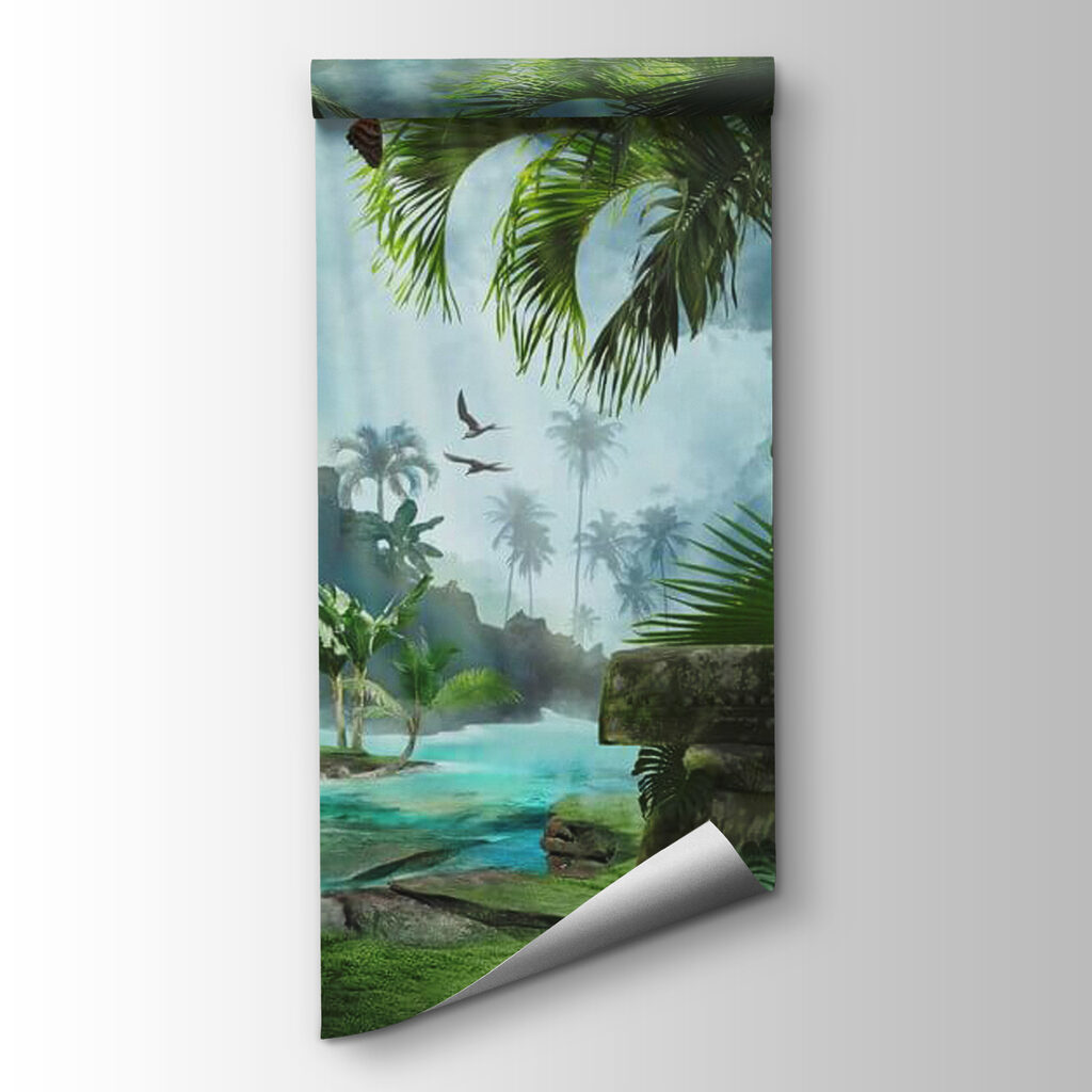 Vale tropical entre troncos — vista do produto
