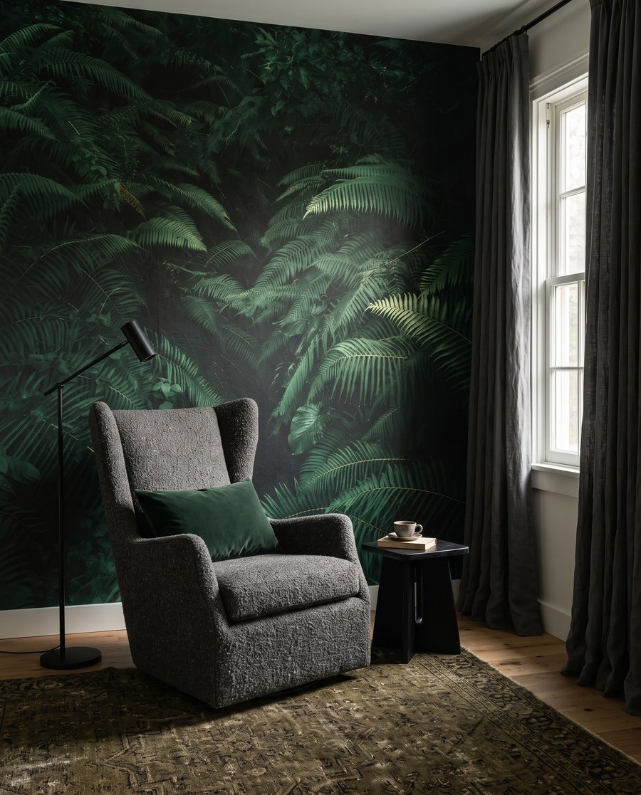 Fundo verde entre fetos — interior 1