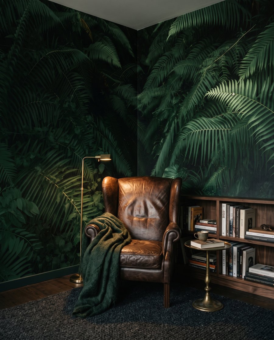 Fundo verde entre fetos — interior 7