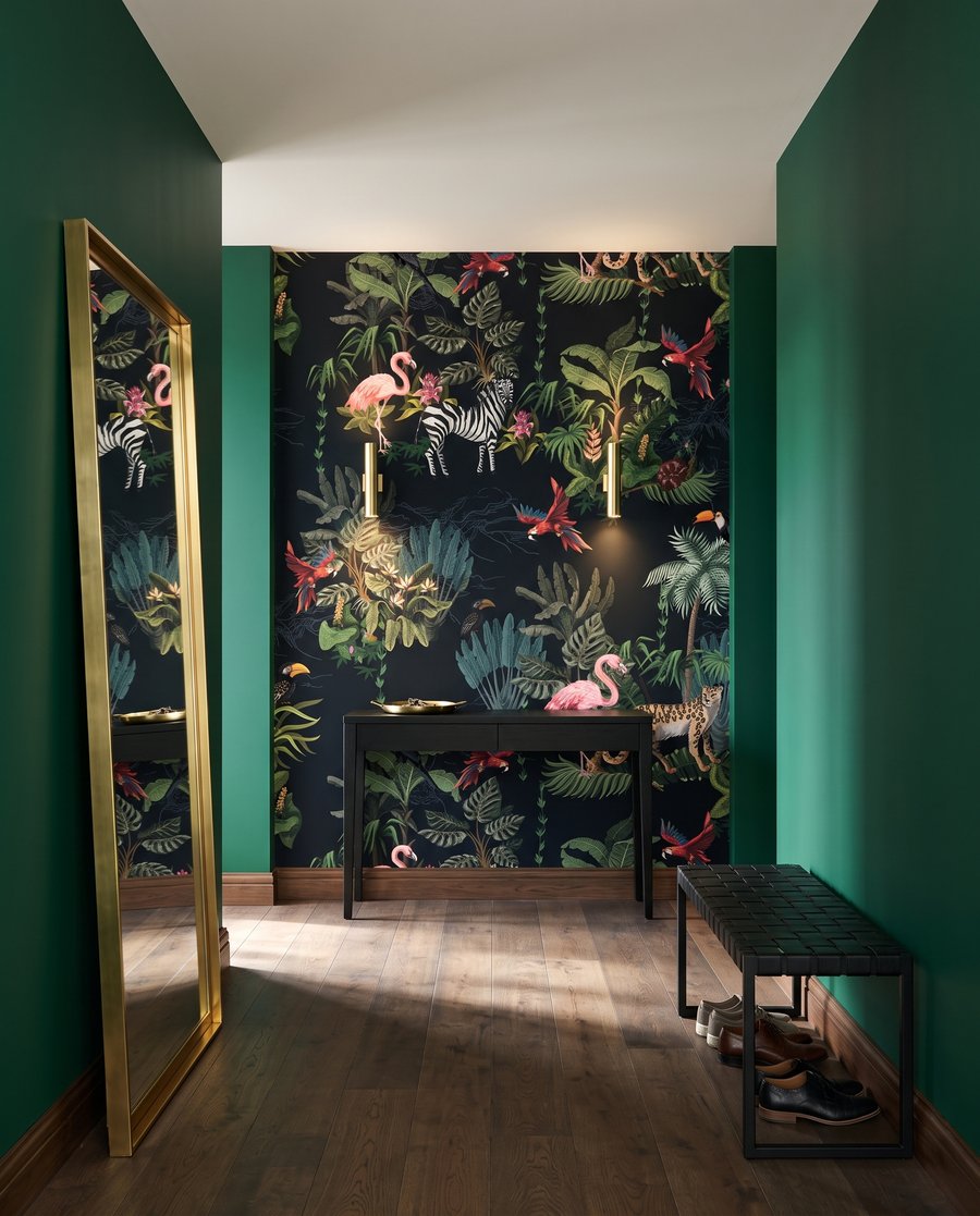 Flamingos em jardim noturno — interior 3