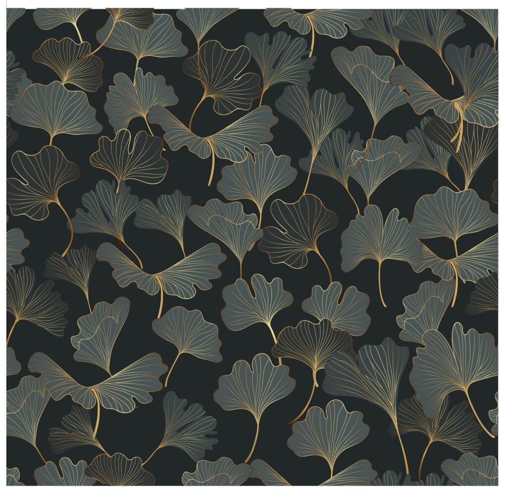 Ginkgo com linhas douradas — design completo