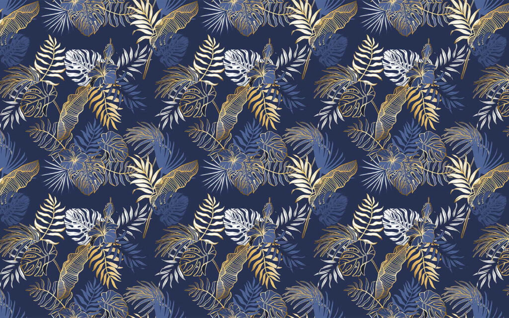 Ramos tropicais em azul-real — design completo