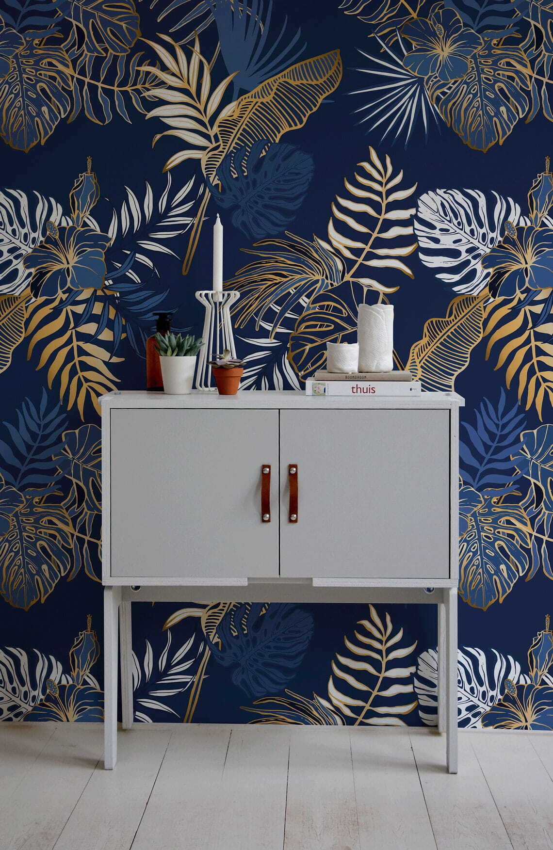 Ramos tropicais em azul-real — interior 5