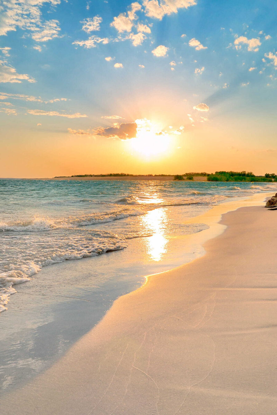Sol sobre a praia — design completo