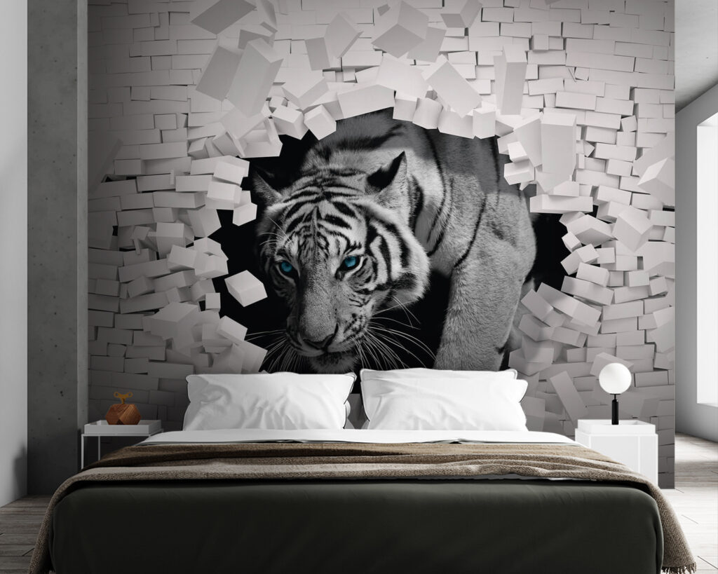 Tigre irrompe da parede — interior 2