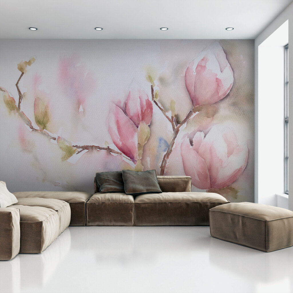 Magnólia em aguarela rosa — interior 9