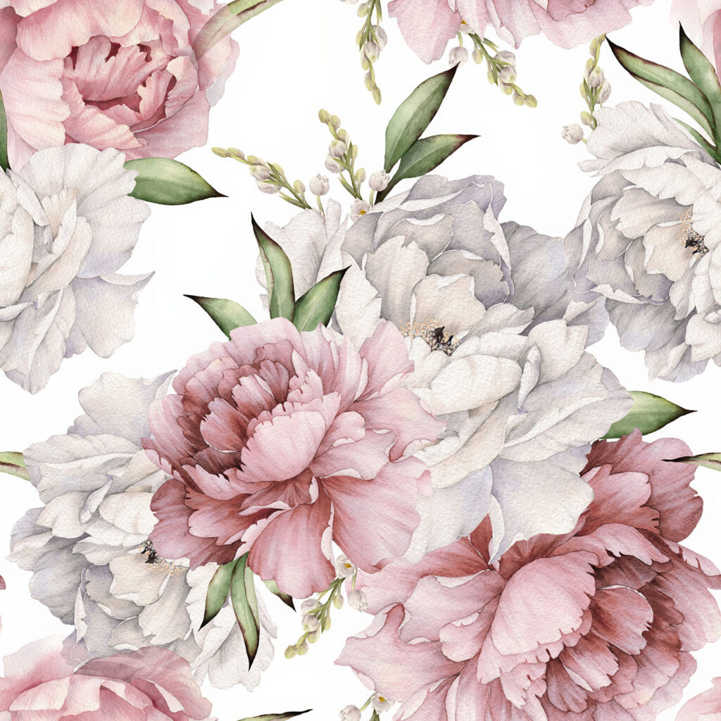 Peónias em rosa-creme — design completo