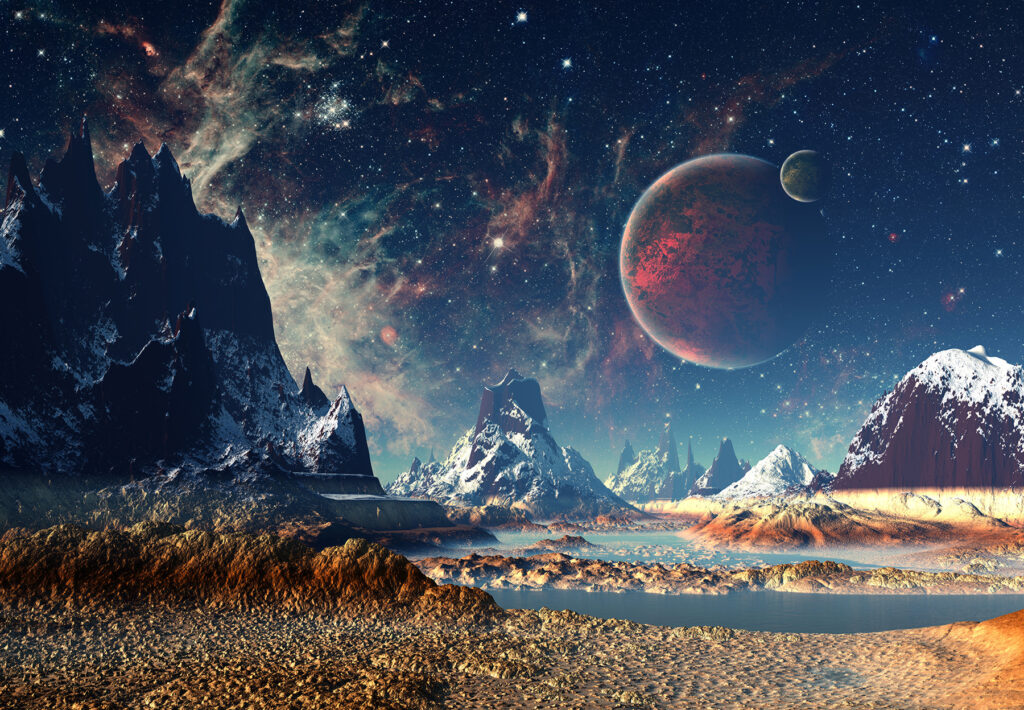 Planetas sobre montanhas — design completo