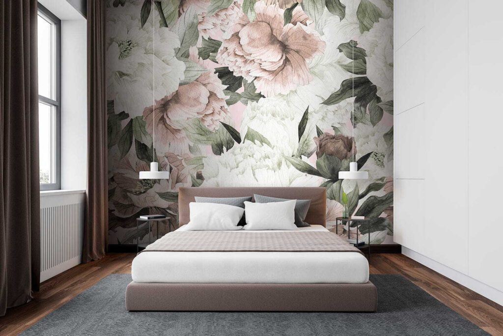 Flores brancas e rosa-antigo — interior 2