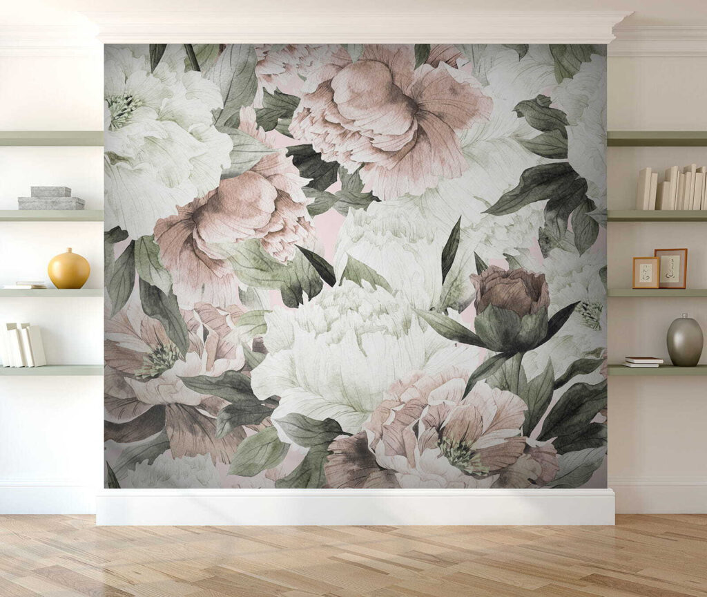 Flores brancas e rosa-antigo — interior 7