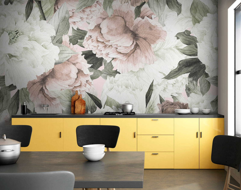 Flores brancas e rosa-antigo — interior 8