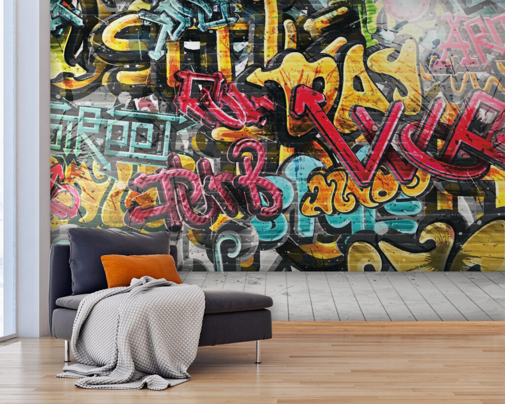 Parede cheia de graffiti — interior 5