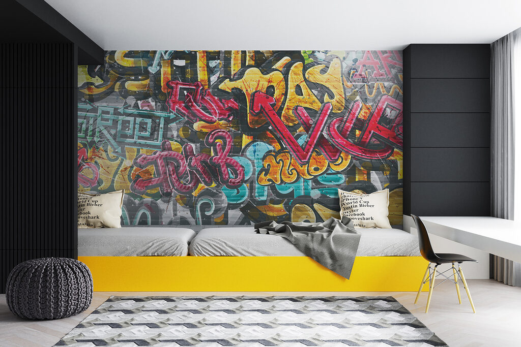 Parede cheia de graffiti — interior 6