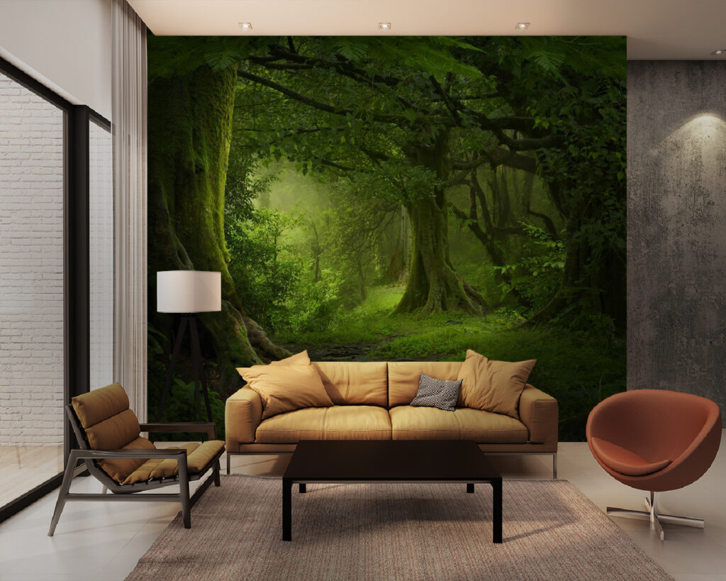 Bosque verde com raízes — interior 1