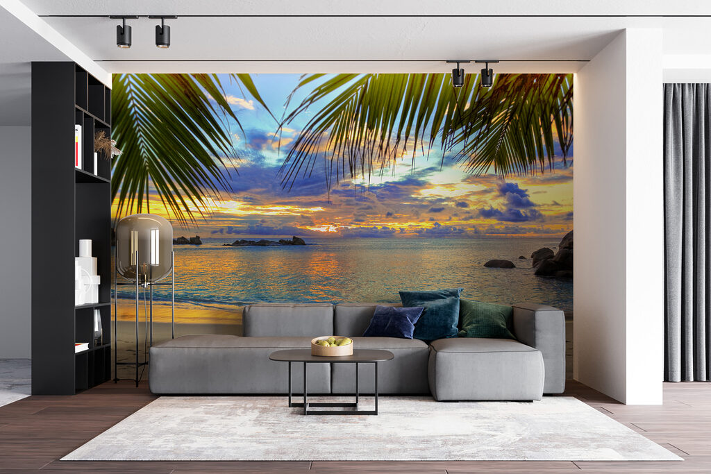 Entardecer por palmeiras pendentes — interior 7