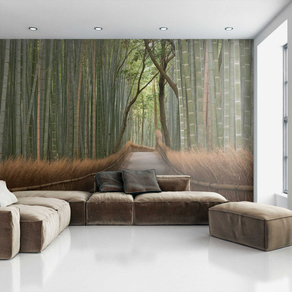 Caminho entre bambu alto — interior 1