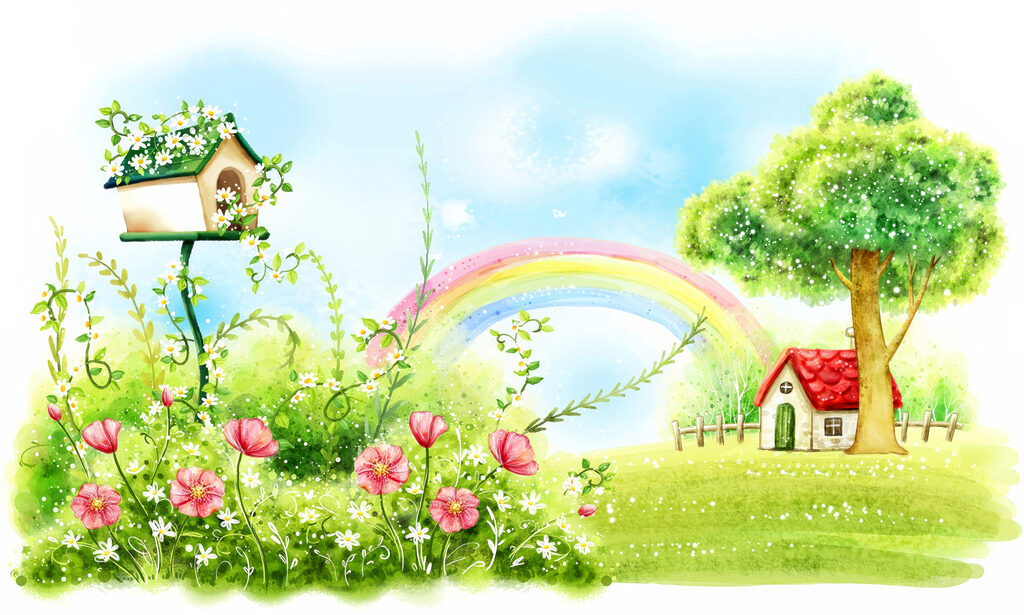 Casinha sob arco-íris — design completo