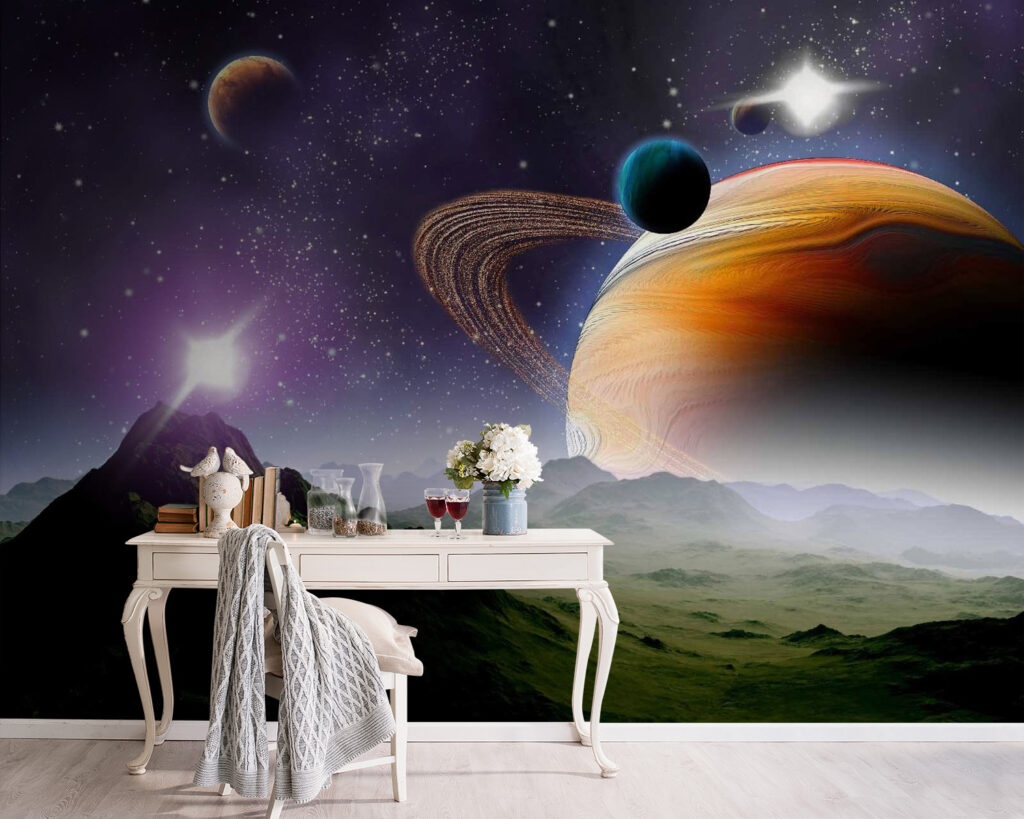 Planetas sobre vale montanhoso — interior 3