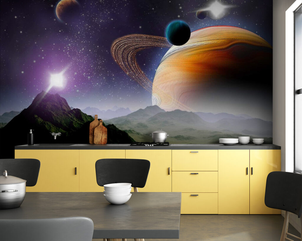 Planetas sobre vale montanhoso — interior 1