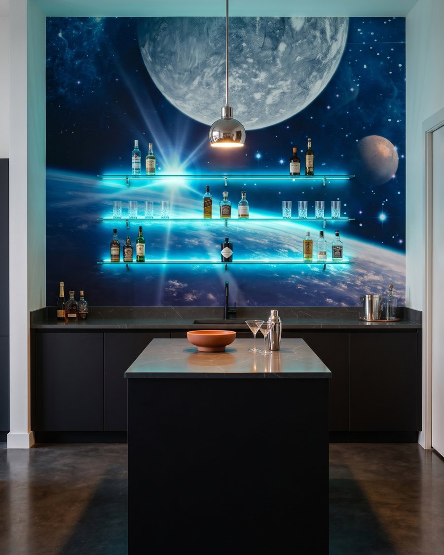 Lua e estrelas azuis — interior 4