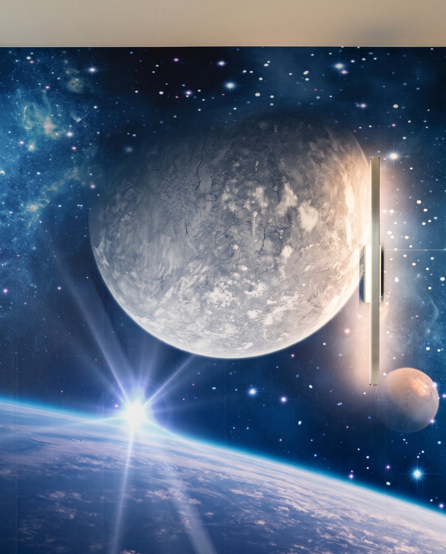 Lua e estrelas azuis — detalhe