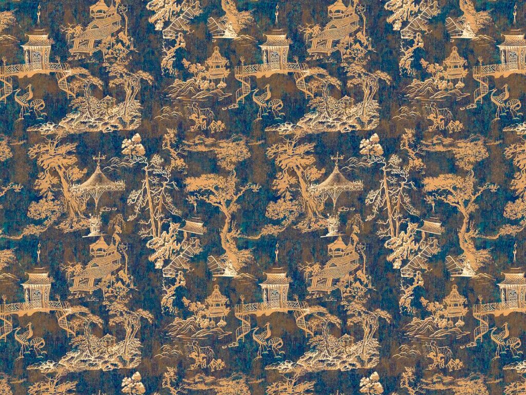 Paisagem dourada em azul-noturno — design completo