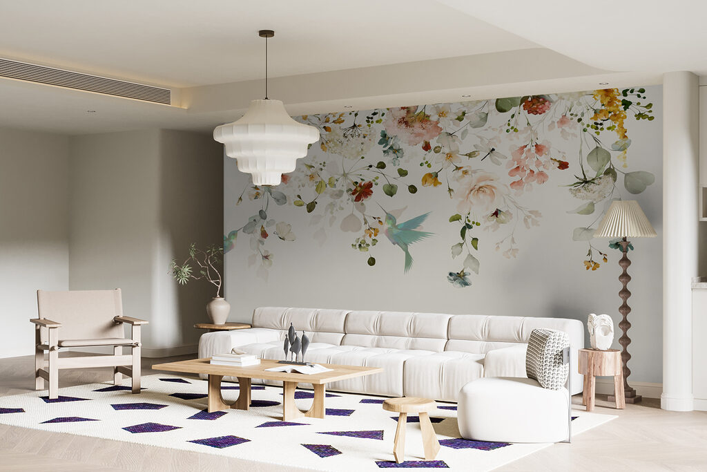 Borda floral com aves — interior 2