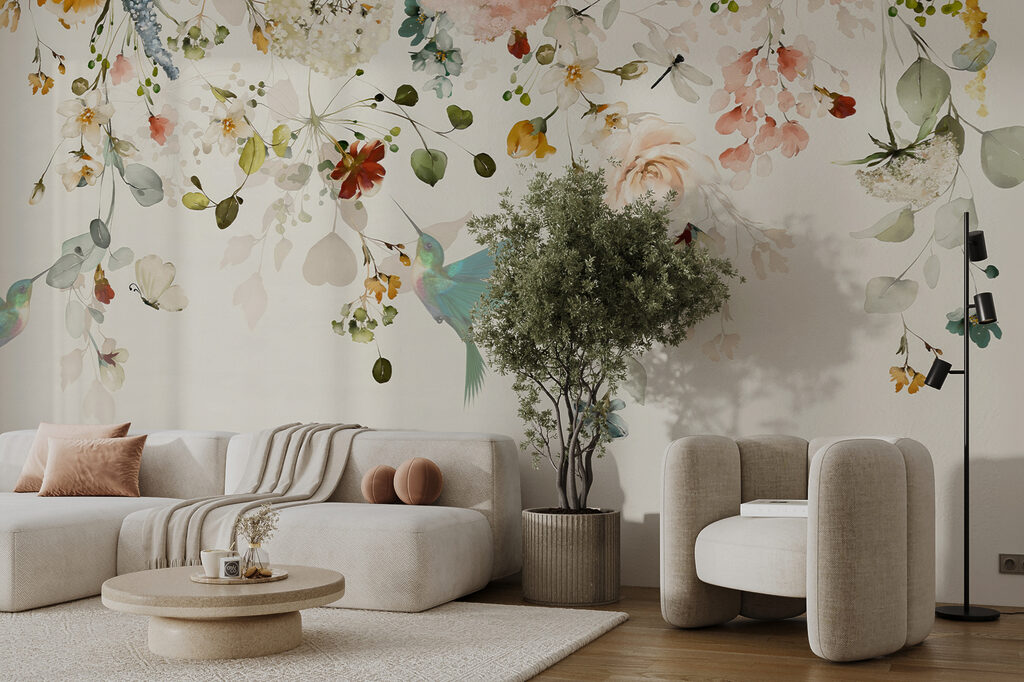 Borda floral com aves — interior 3