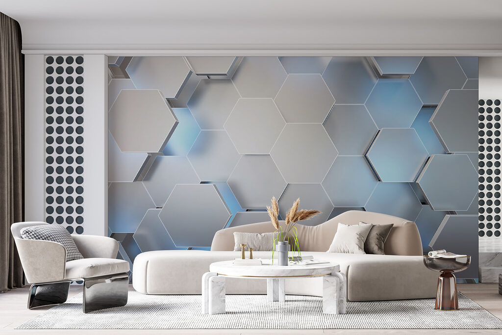 Hexágonos em azul-claro — interior 6