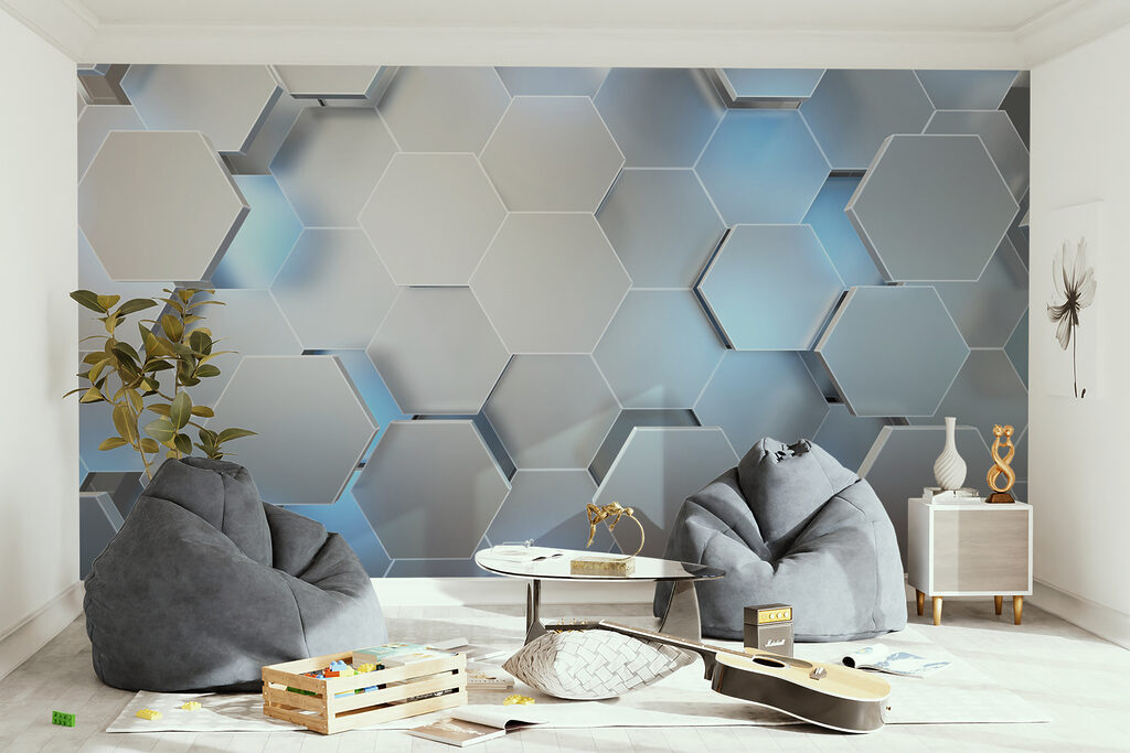 Hexágonos em azul-claro — interior 8
