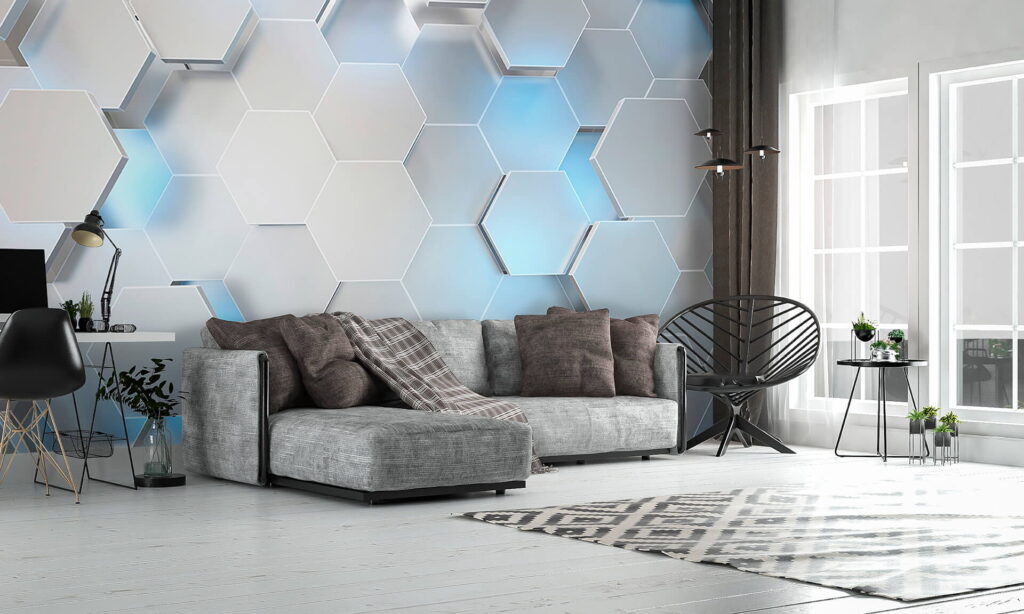 Hexágonos em azul-claro — interior 3
