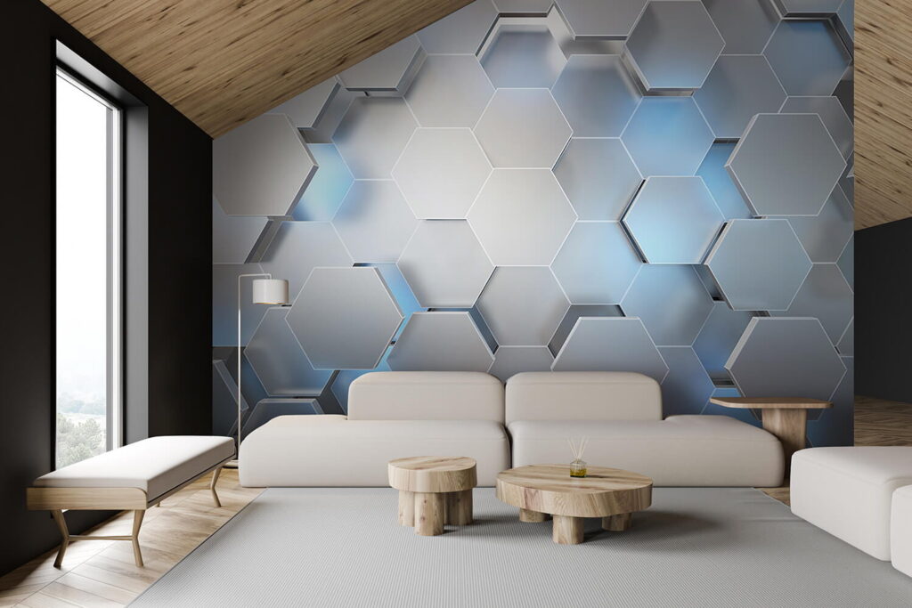 Hexágonos em azul-claro — interior 4