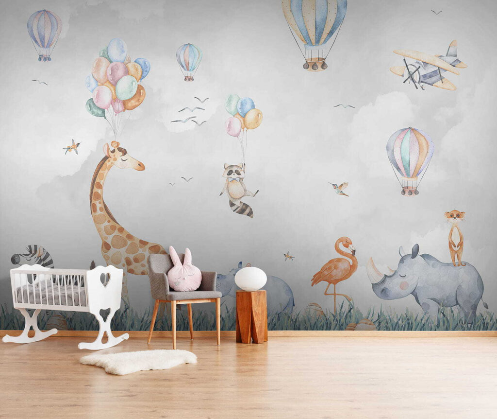 Amigos animais sob balões — interior 1