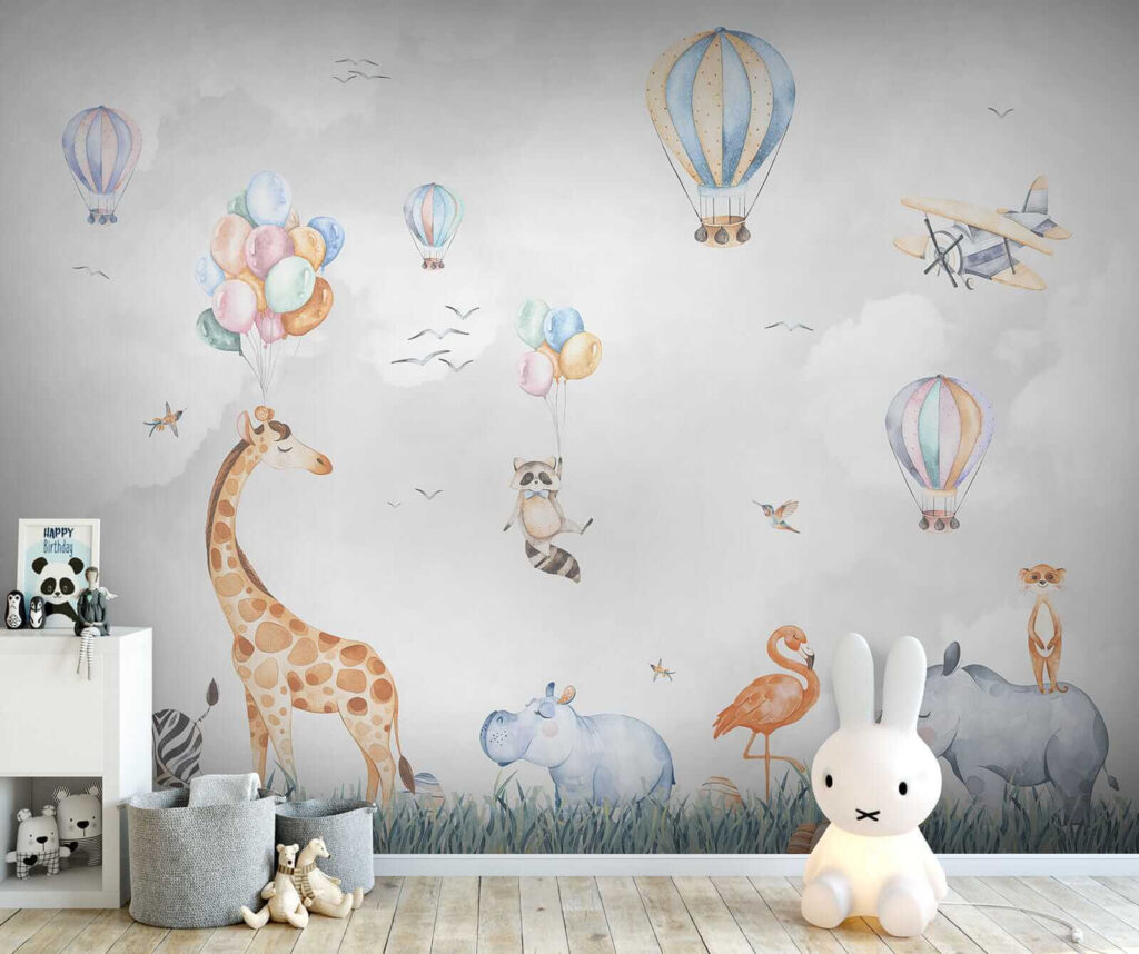Amigos animais sob balões — interior 5