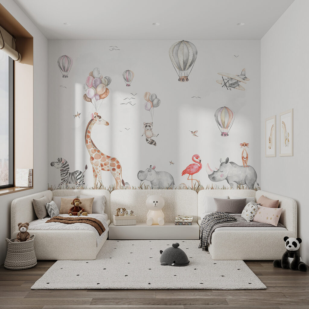 Amigos animais sob balões — interior 4