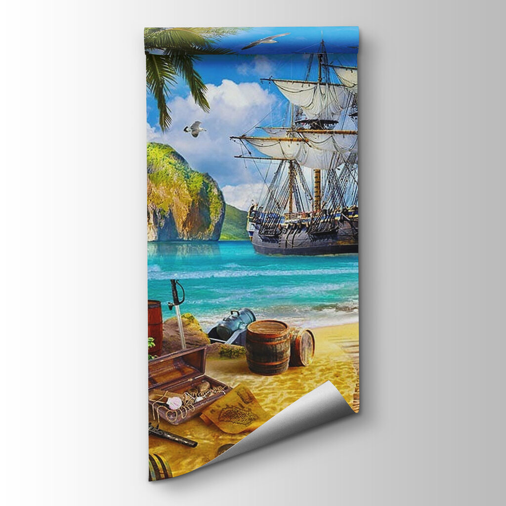 Veleiro pirata numa baía — vista do produto