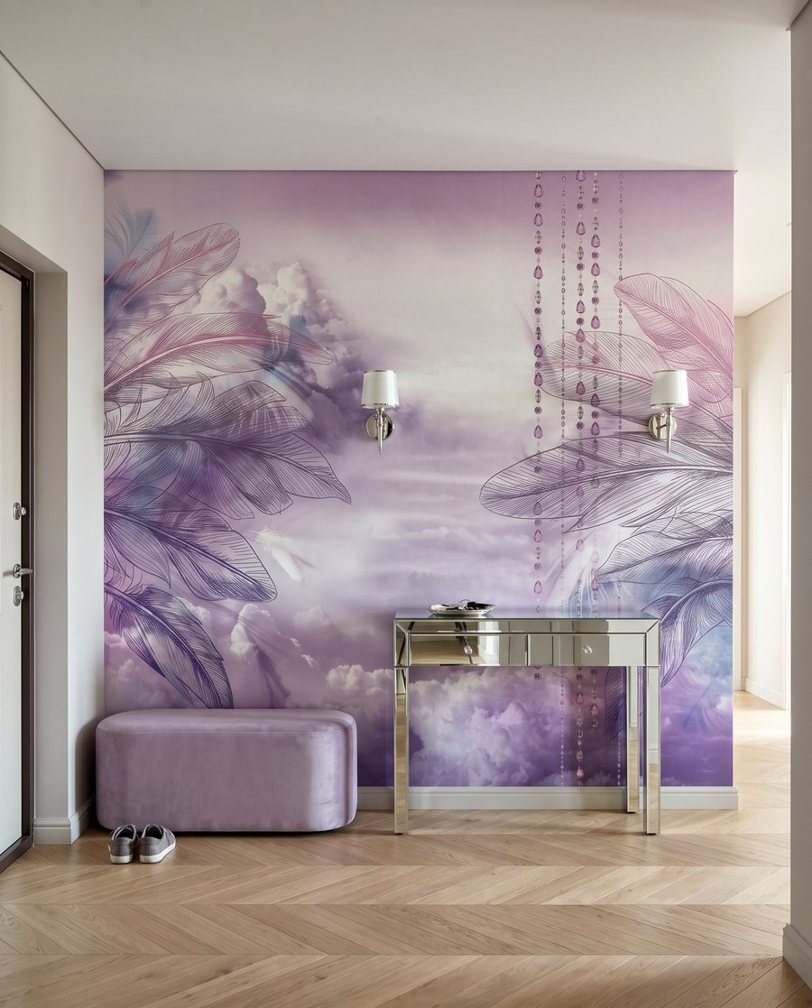 Balouço roxo entre penas — interior 7