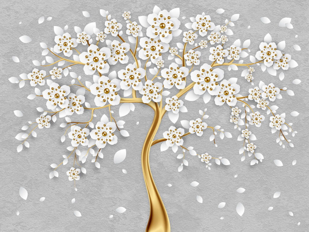 Ramo dourado florido — design completo
