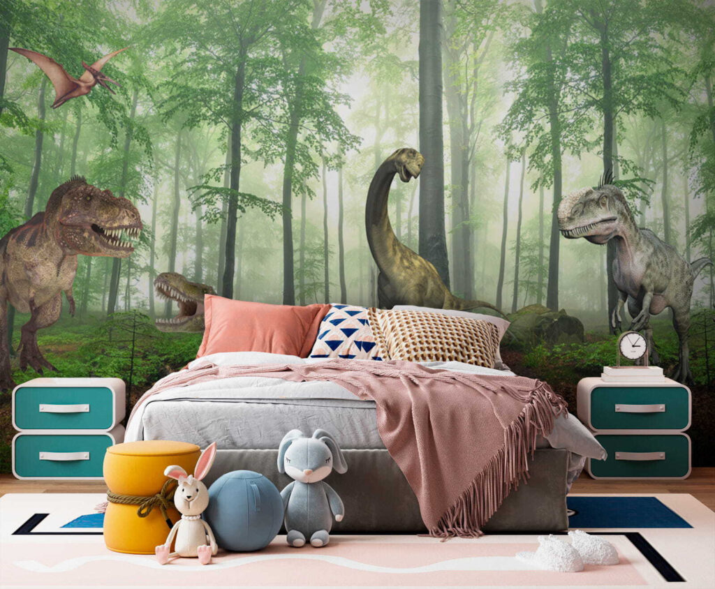 Dinossauros numa floresta soalheira — interior 2