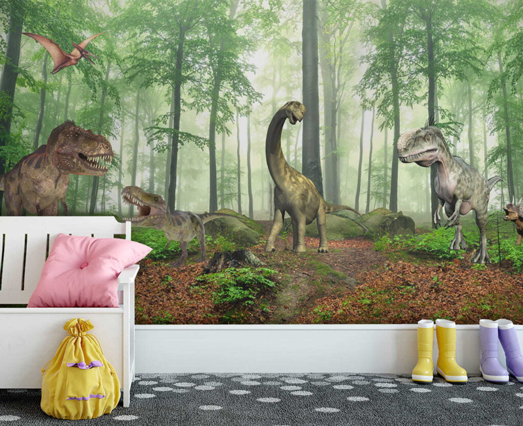 Dinossauros numa floresta soalheira — interior 3