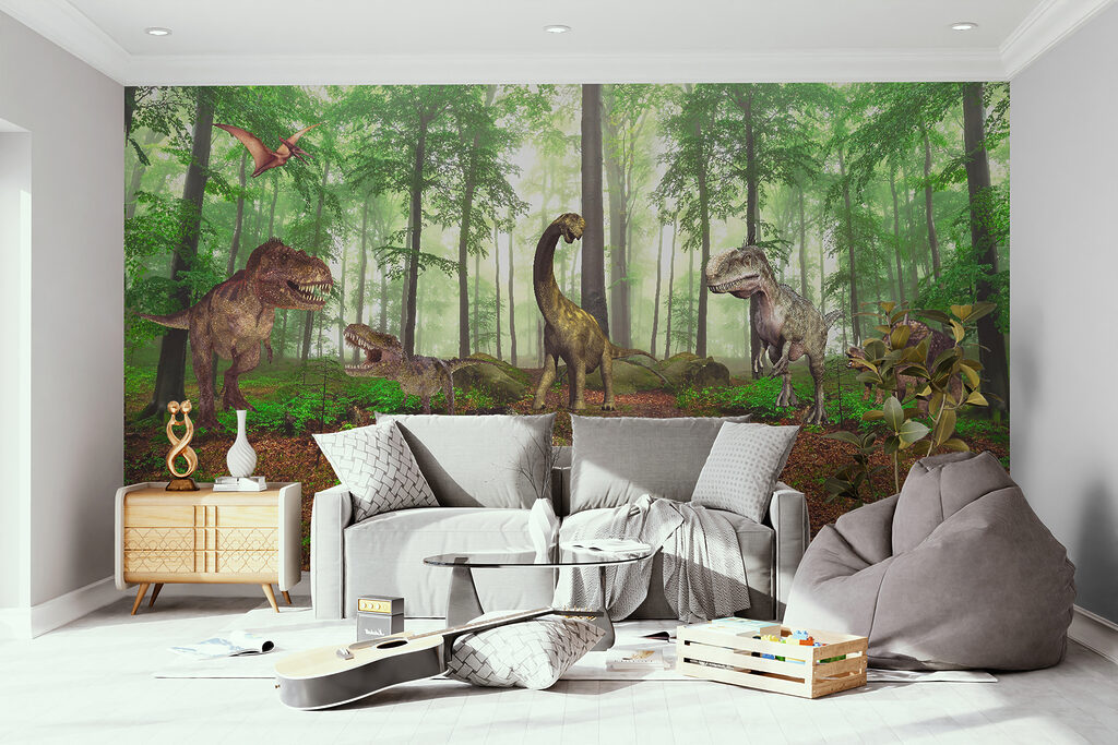 Dinossauros numa floresta soalheira — interior 10