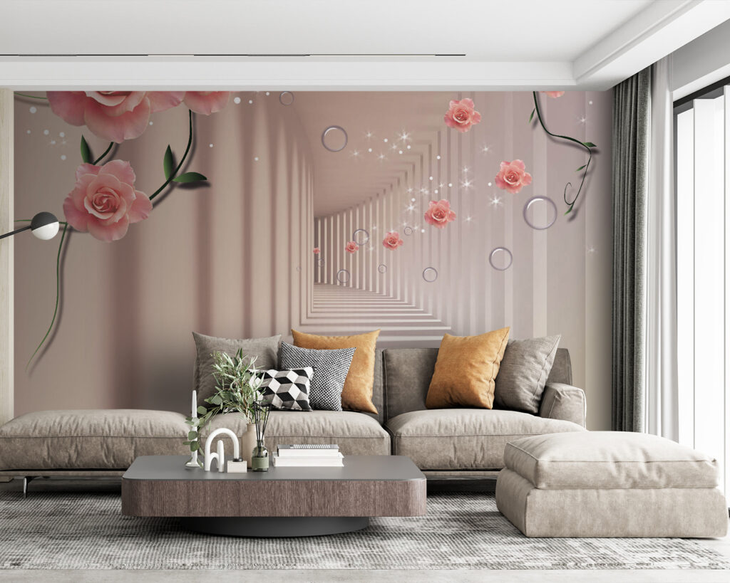 Rosas em nichos num interior