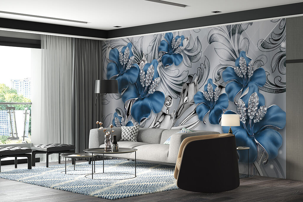 Orquídeas azuis entre volutas — interior 10