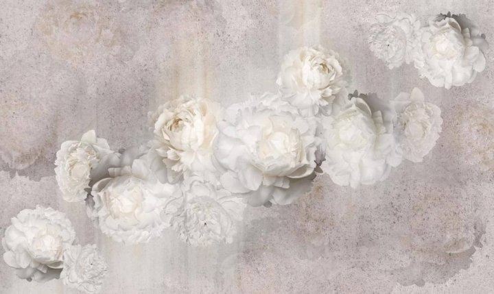 Rosas pálidas sobre cinzento — design completo