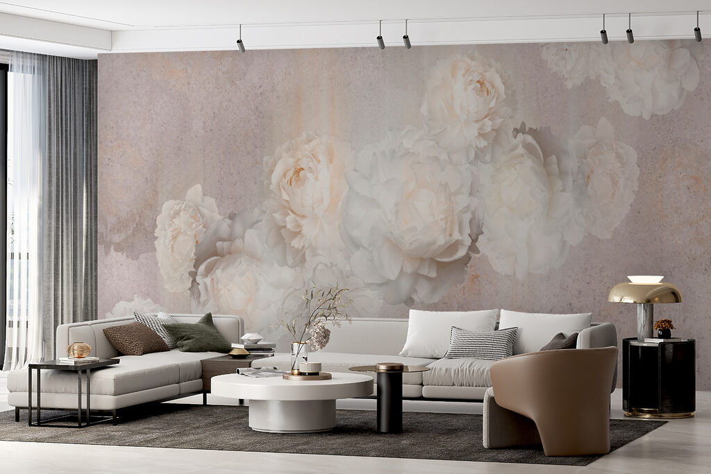 Rosas pálidas sobre cinzento — interior 11