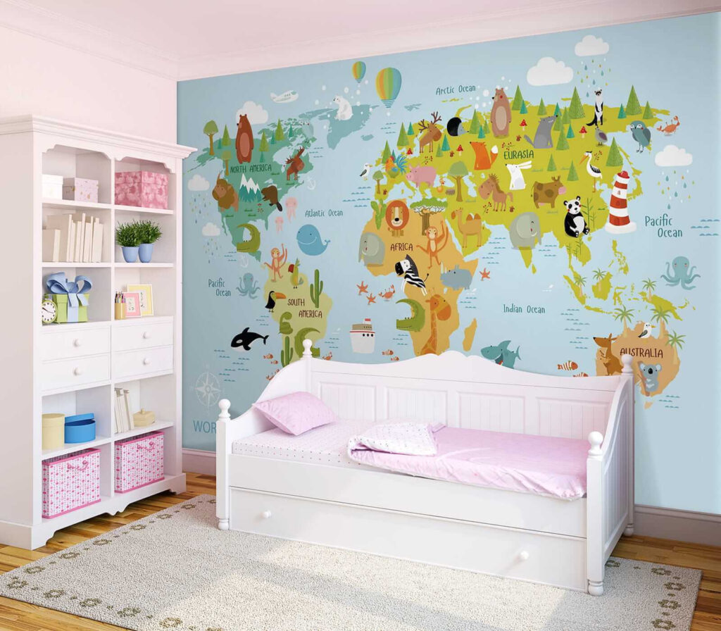Mapa-múndi com animais desenhados — interior 3