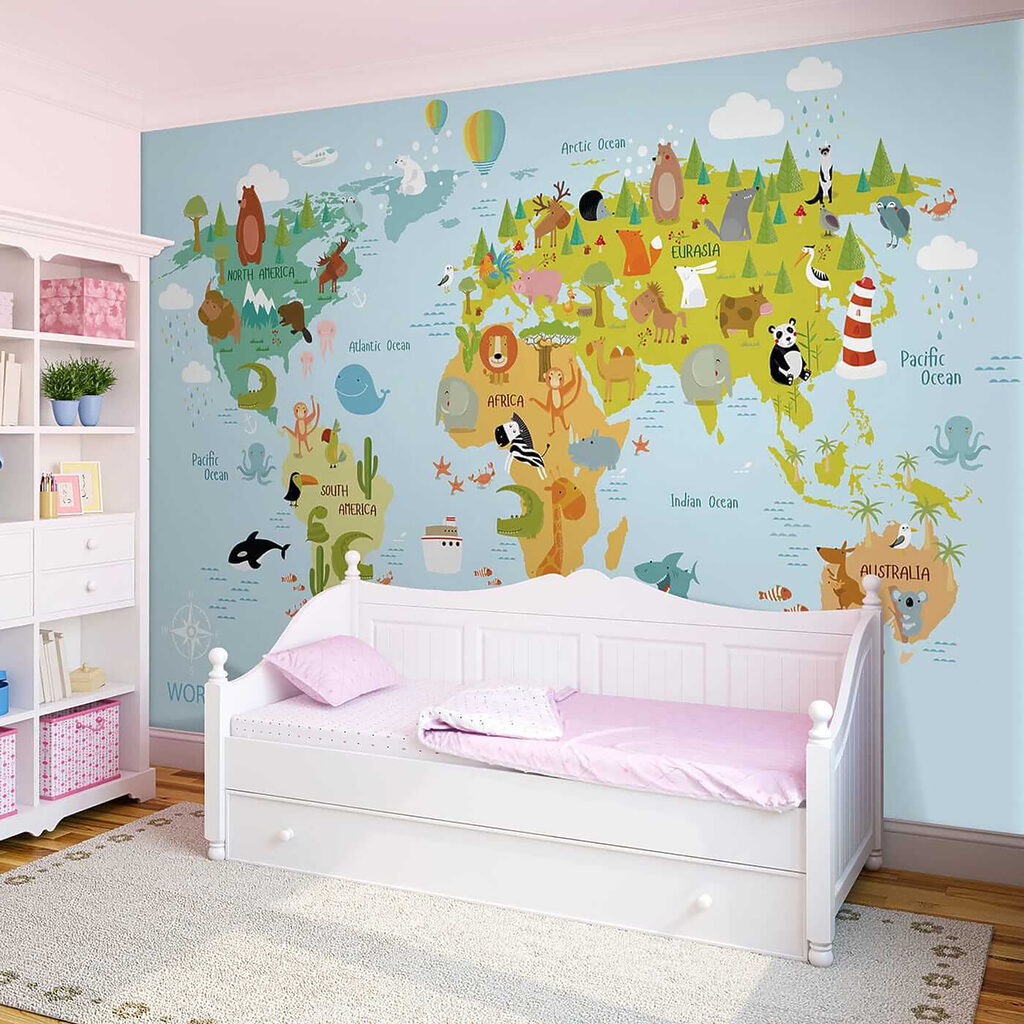 Mapa-múndi com animais desenhados — interior 9